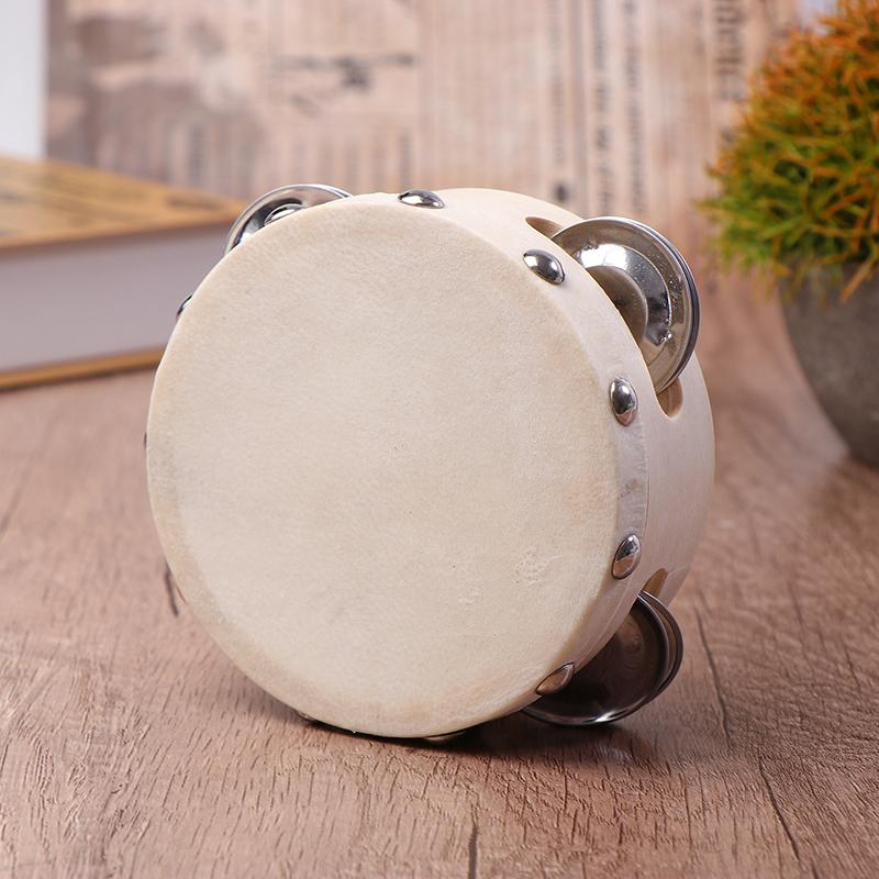 Djembe Hand Drum - 10/15cm Hand Held Tambourine With Metal
