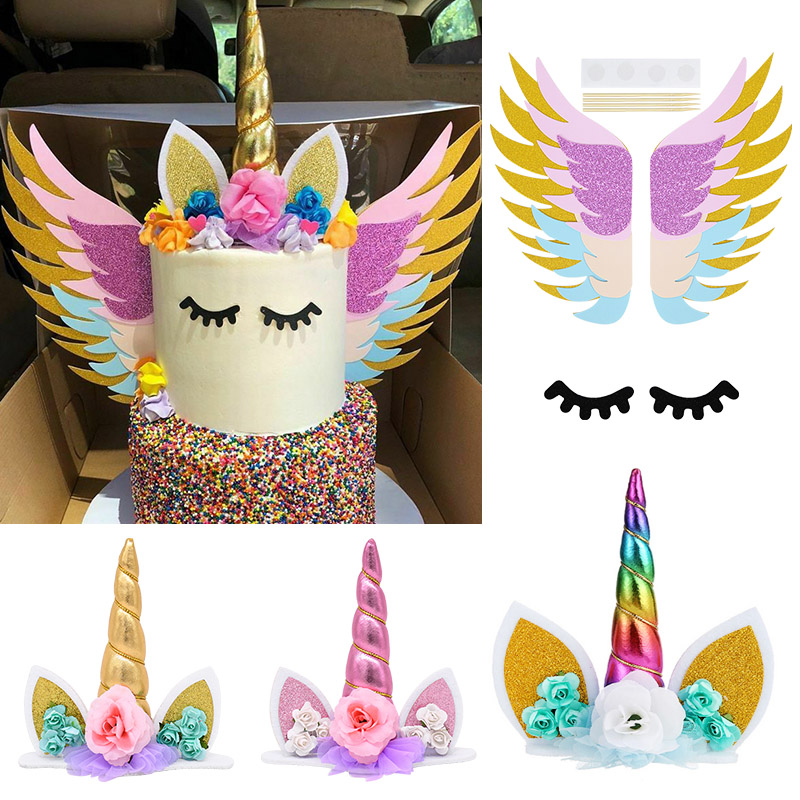 Musical Instrument Gong - Unicorn Cake Topper Rainbow Horn Kids