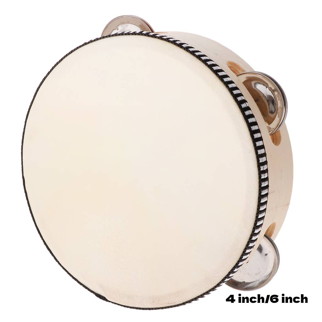 Musical Instrument Gif - 4/6inch Hand Held Wooden Tambourine Percussion