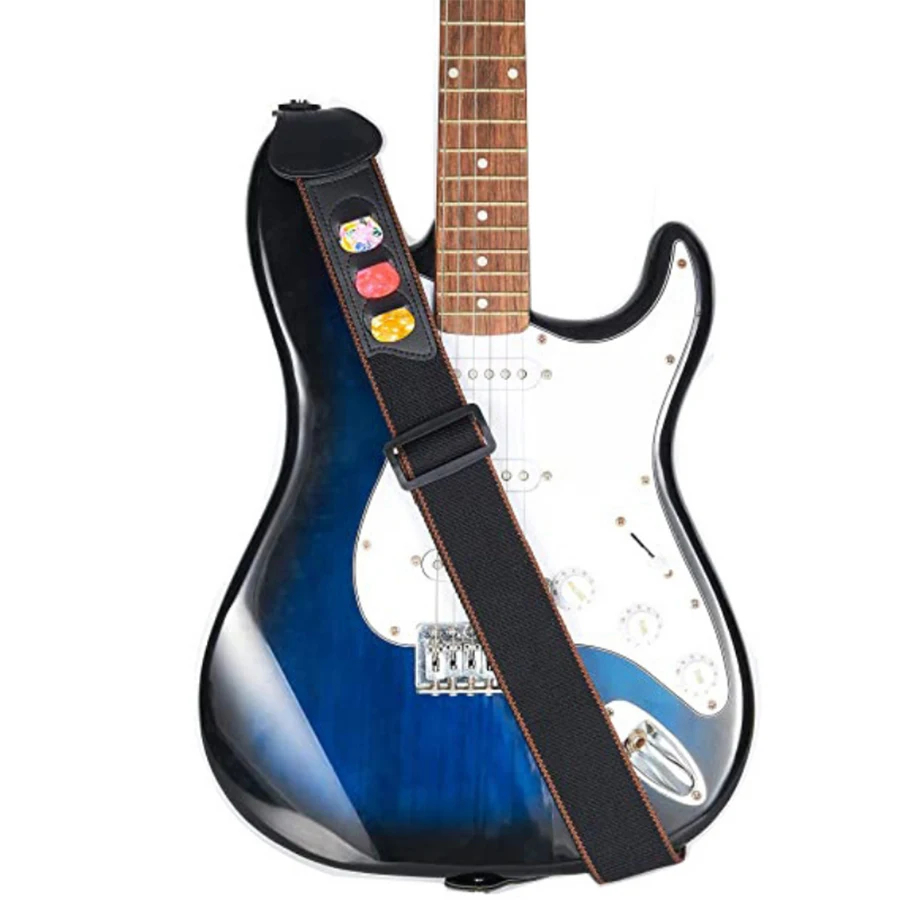 7Pcs/Set Guitar Strap Black PU - Musical Instrument Gif のレビューと価格