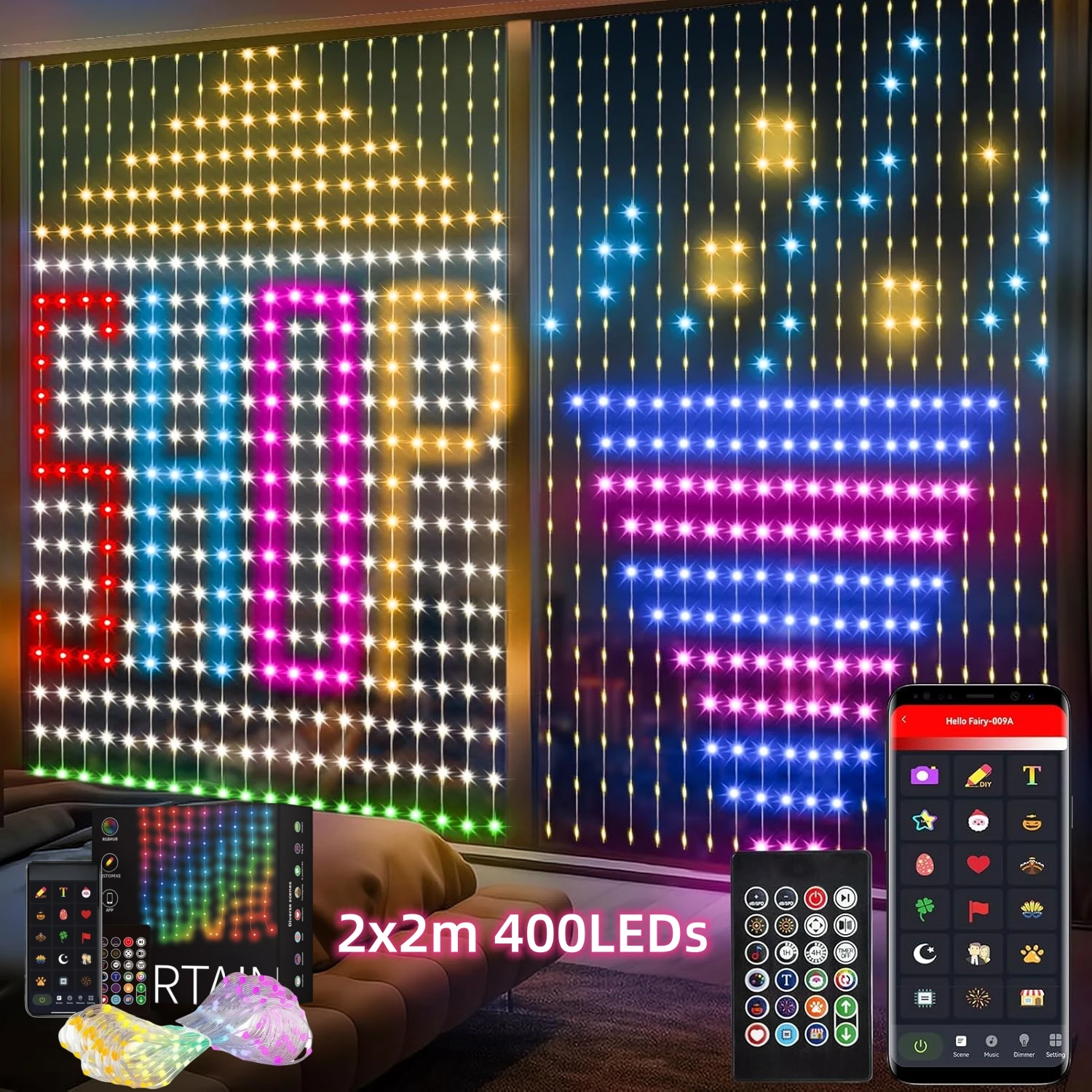 USB Smart APP Animated Curtain - Musical Instrument Painting のレビューと価格