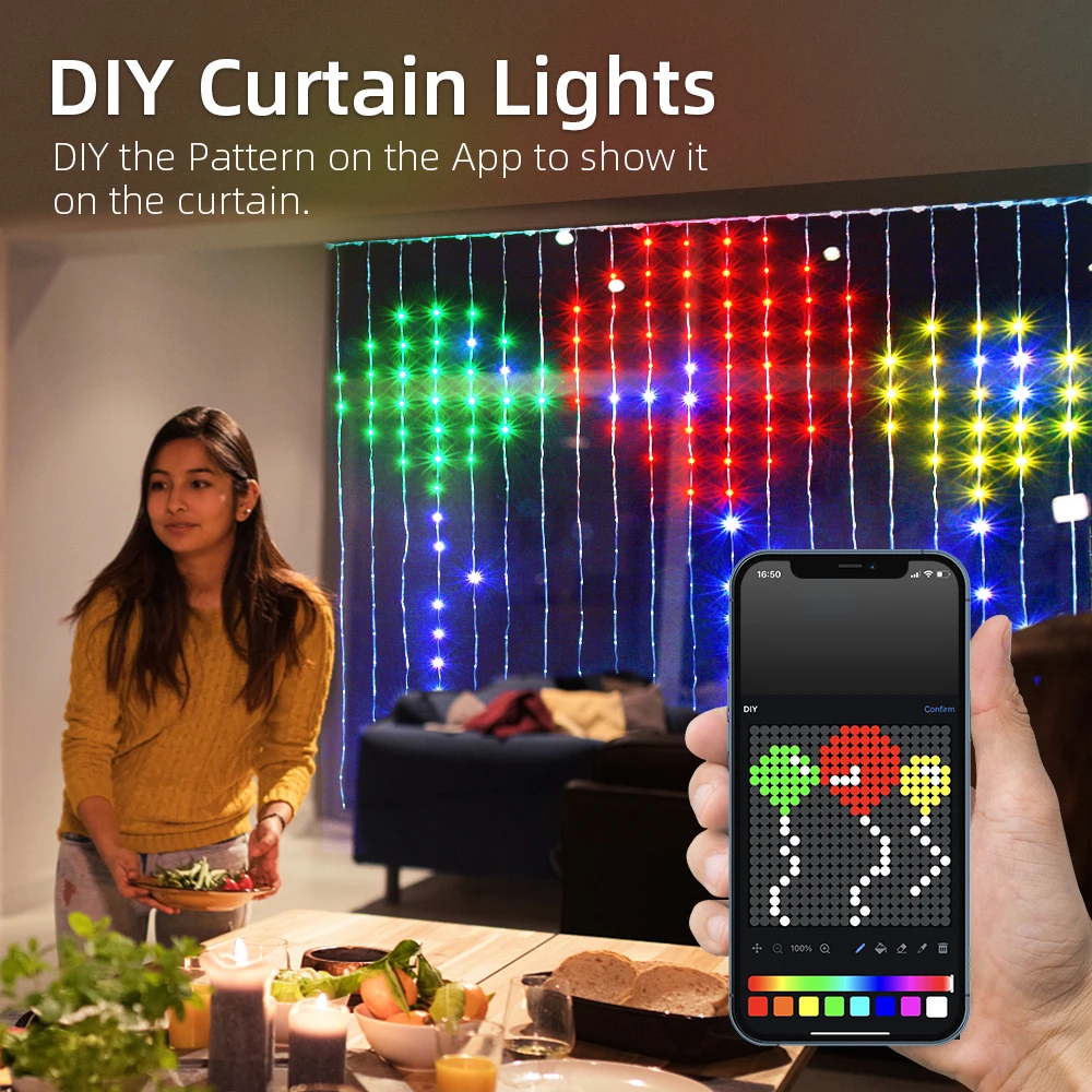 USB Smart APP Animated Curtain - Musical Instrument Painting のレビューと価格