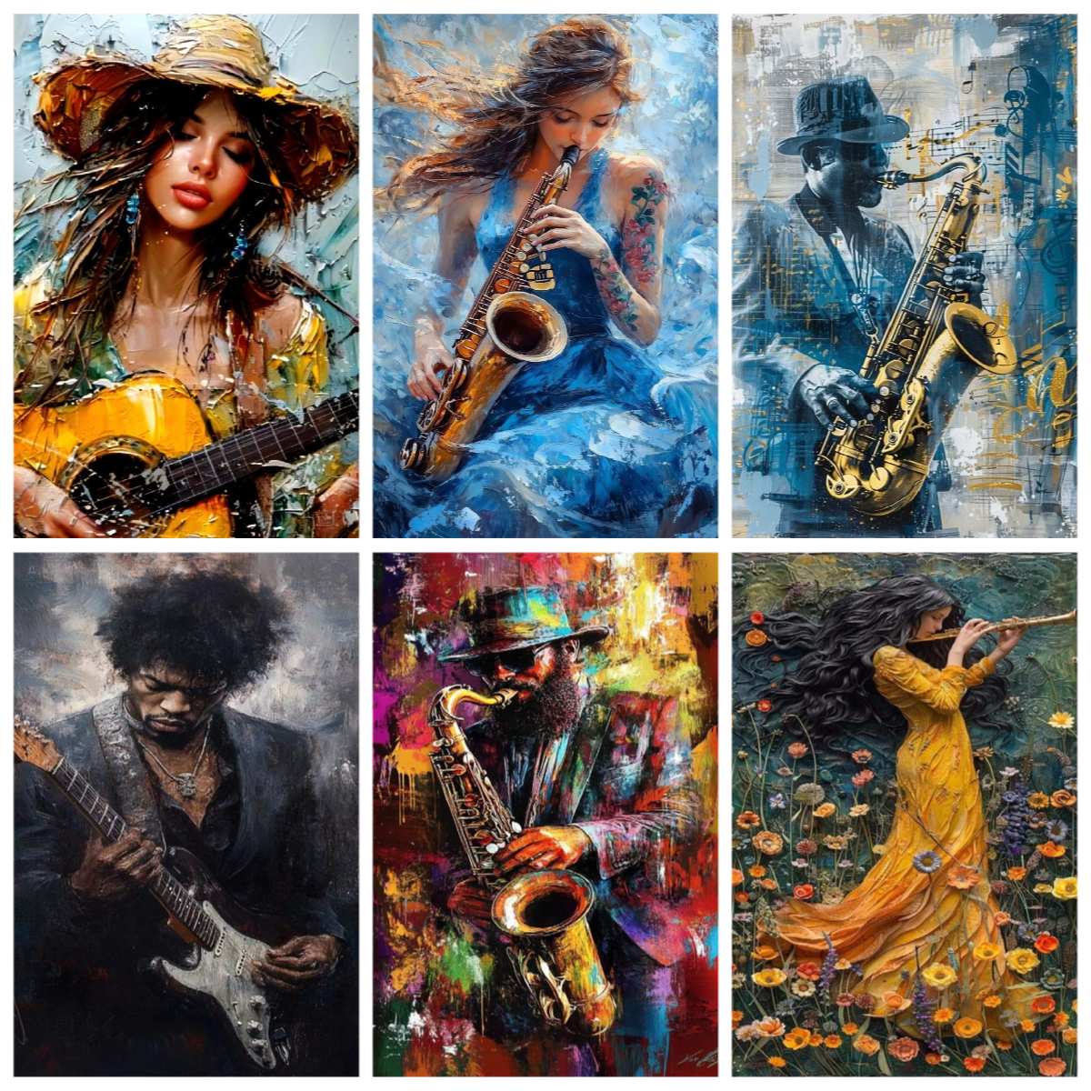 Saxophone Piano Acrylic Digita - Musical Instrument Painting のレビューと価格